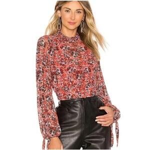 Free People Women’s Sz S Floral Mesh Cropped Top Long Sleeve All Dolled Up